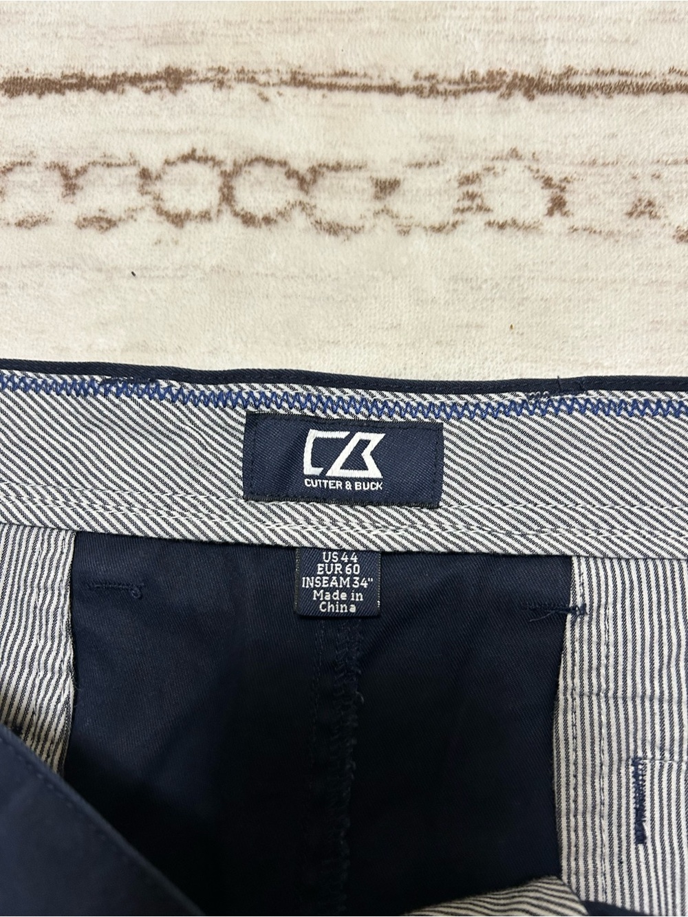 Cutter & Buck Men’s 44 Navy Blue Chino Pants NWT 34” Inseam Old Money - Picture 4 of 4